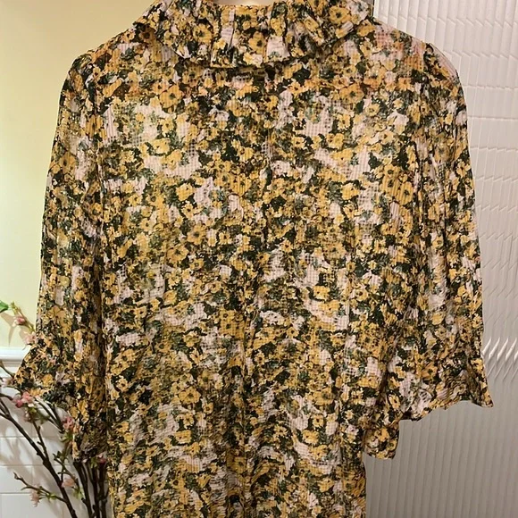 Isabel Marant yellow floral top - size 10 - silk blend - beautiful summer top - Picture 10 of 12
